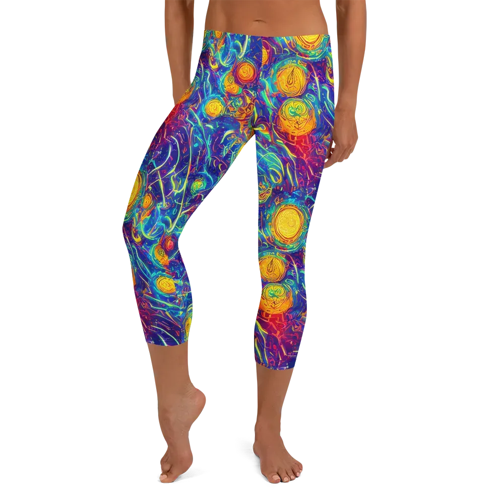 Cosmic Marigold on Capri Leggings — Front