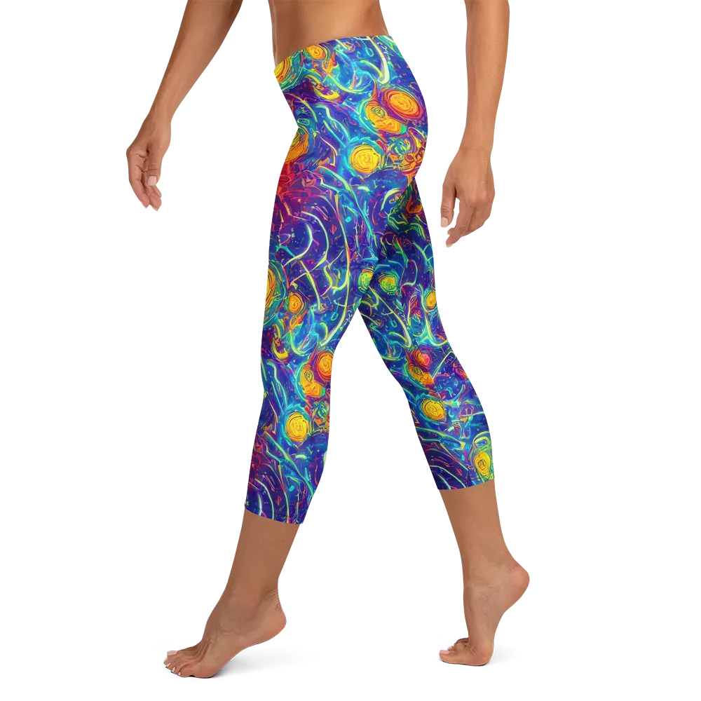 Cosmic Marigold on Capri Leggings — Left