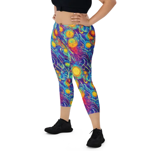 Cosmic Marigold on a Capri Leggings