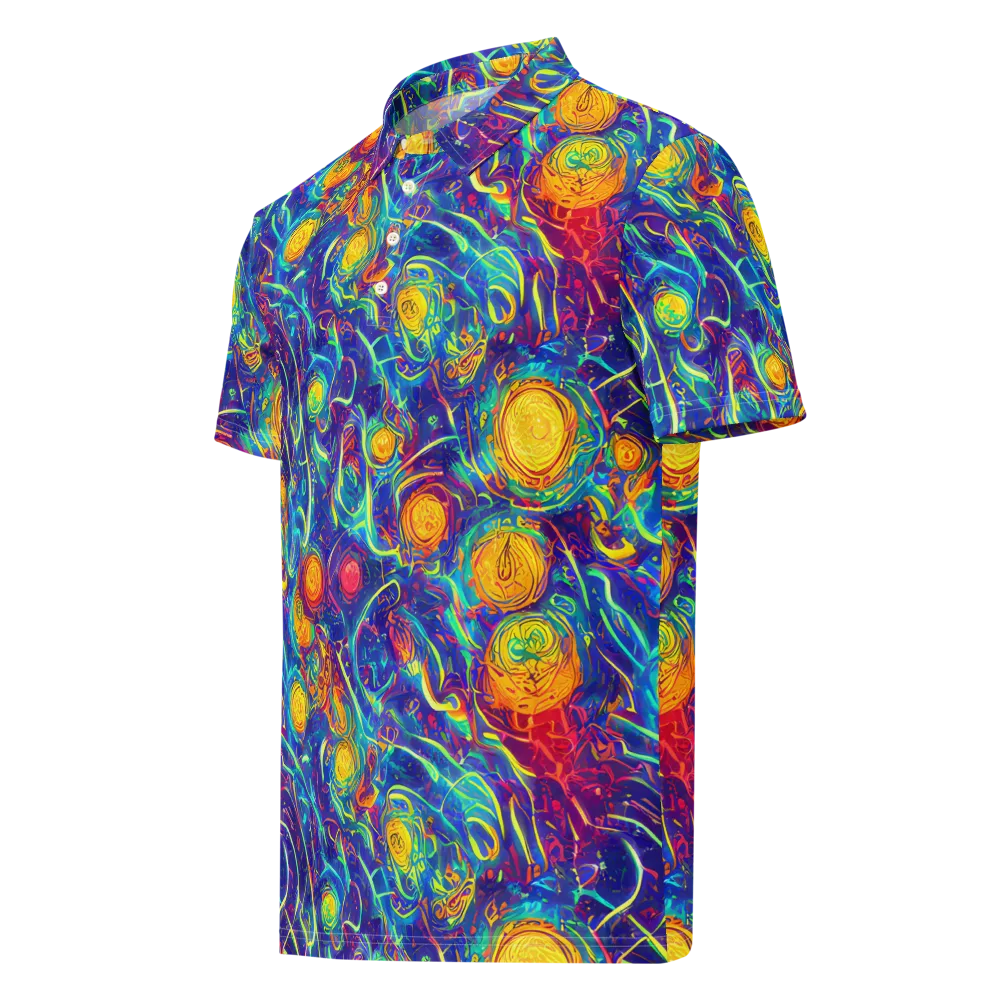 Cosmic Marigold on Men's Slim Fit Polo Shirt — Left Front