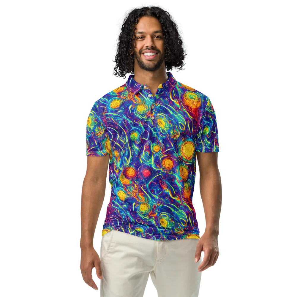 Cosmic Marigold on Men's Slim Fit Polo Shirt — Front