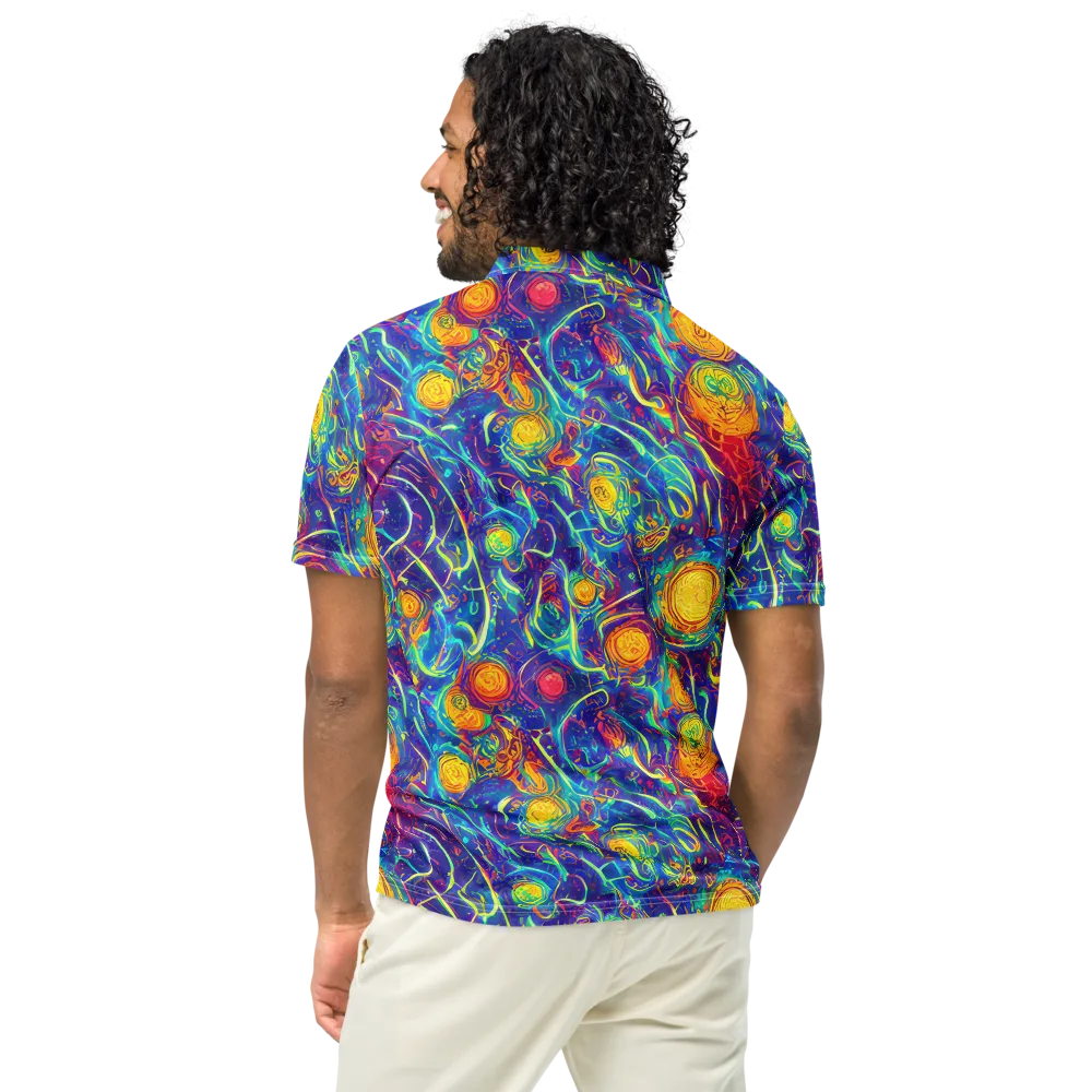 Cosmic Marigold on Men's Slim Fit Polo Shirt — Back