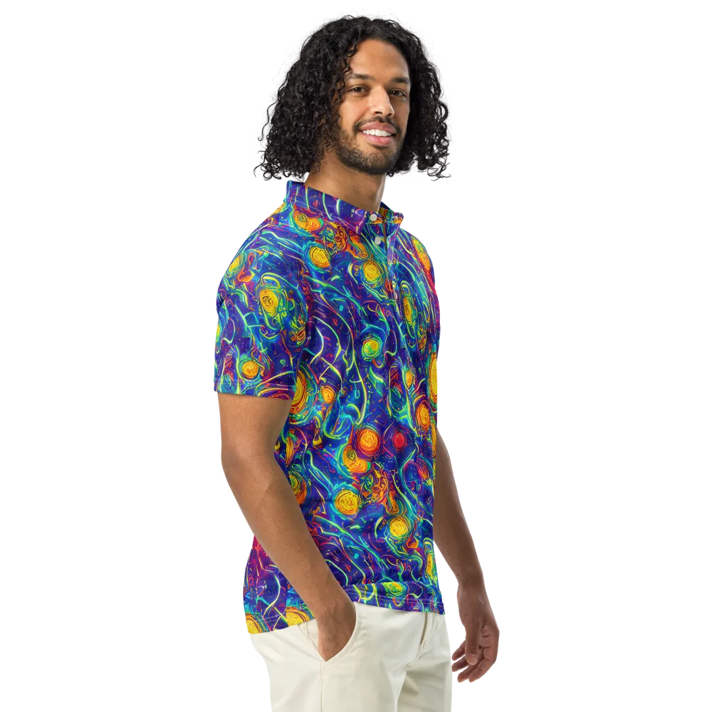 Cosmic Marigold on Men's Slim Fit Polo Shirt — Right Front