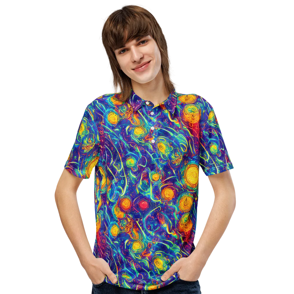 Cosmic Marigold on Men's Slim Fit Polo Shirt — Front