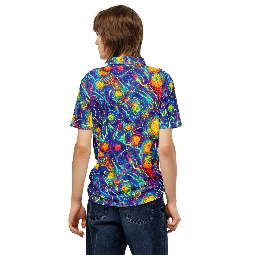 Cosmic Marigold on Men's Slim Fit Polo Shirt — Back