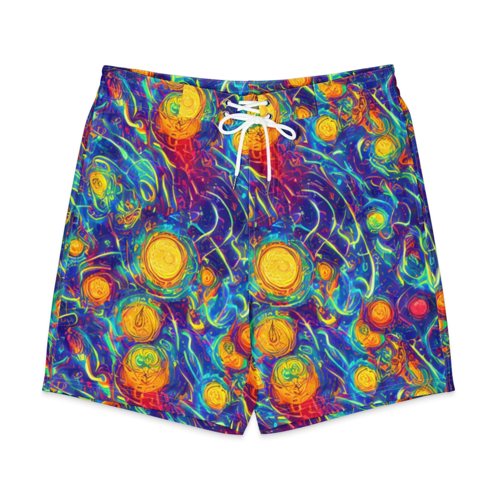Cosmic Marigold on Men's Board Shorts — Front