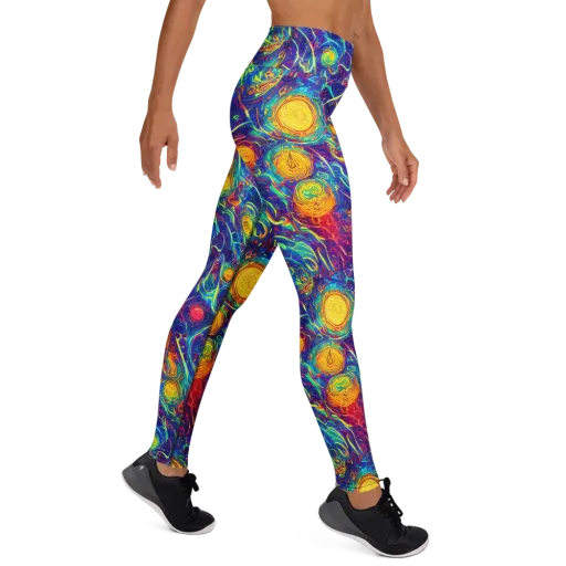 Cosmic Marigold on a Yoga Leggings