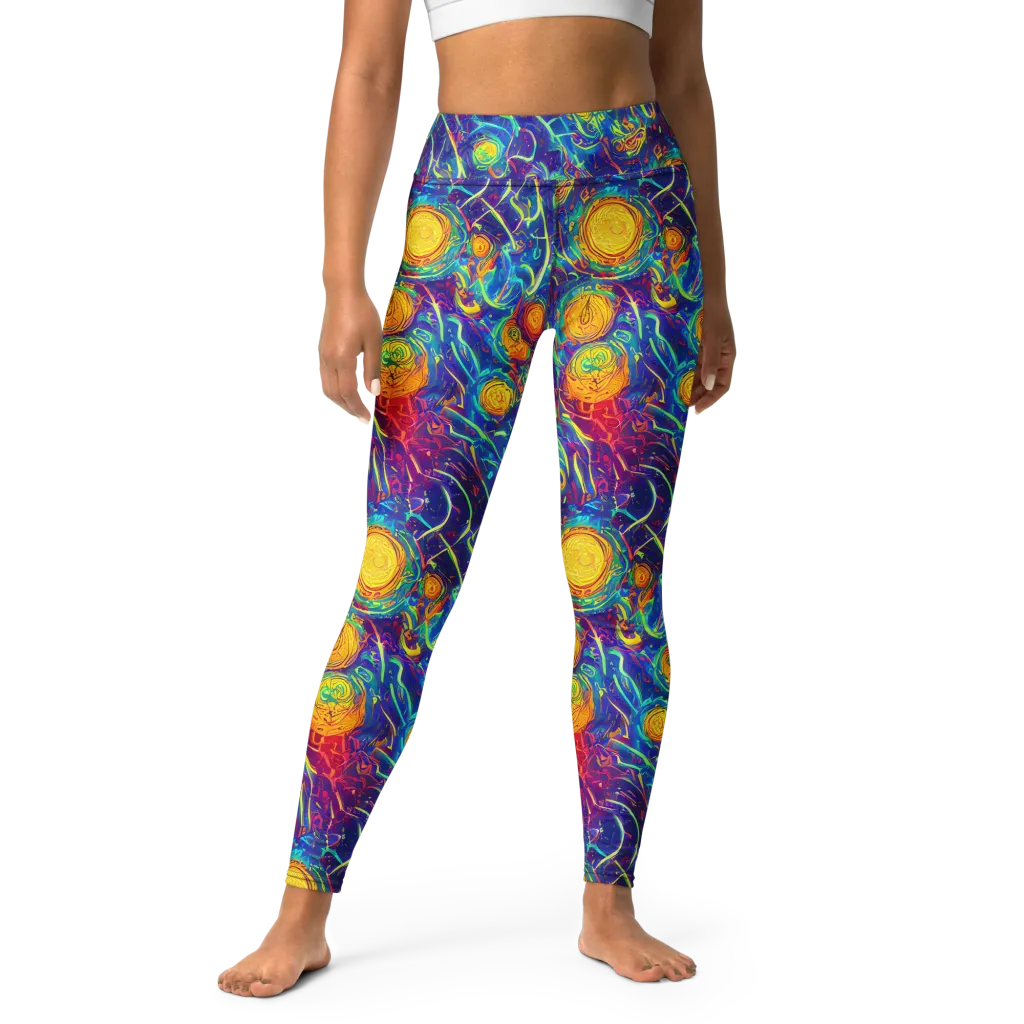 Cosmic Marigold on Yoga Leggings — Front