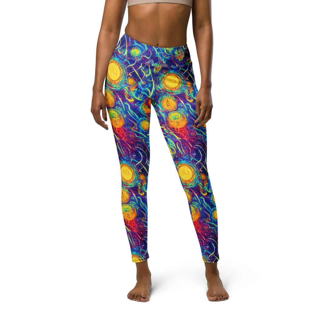 Cosmic Marigold on Yoga Leggings — Front