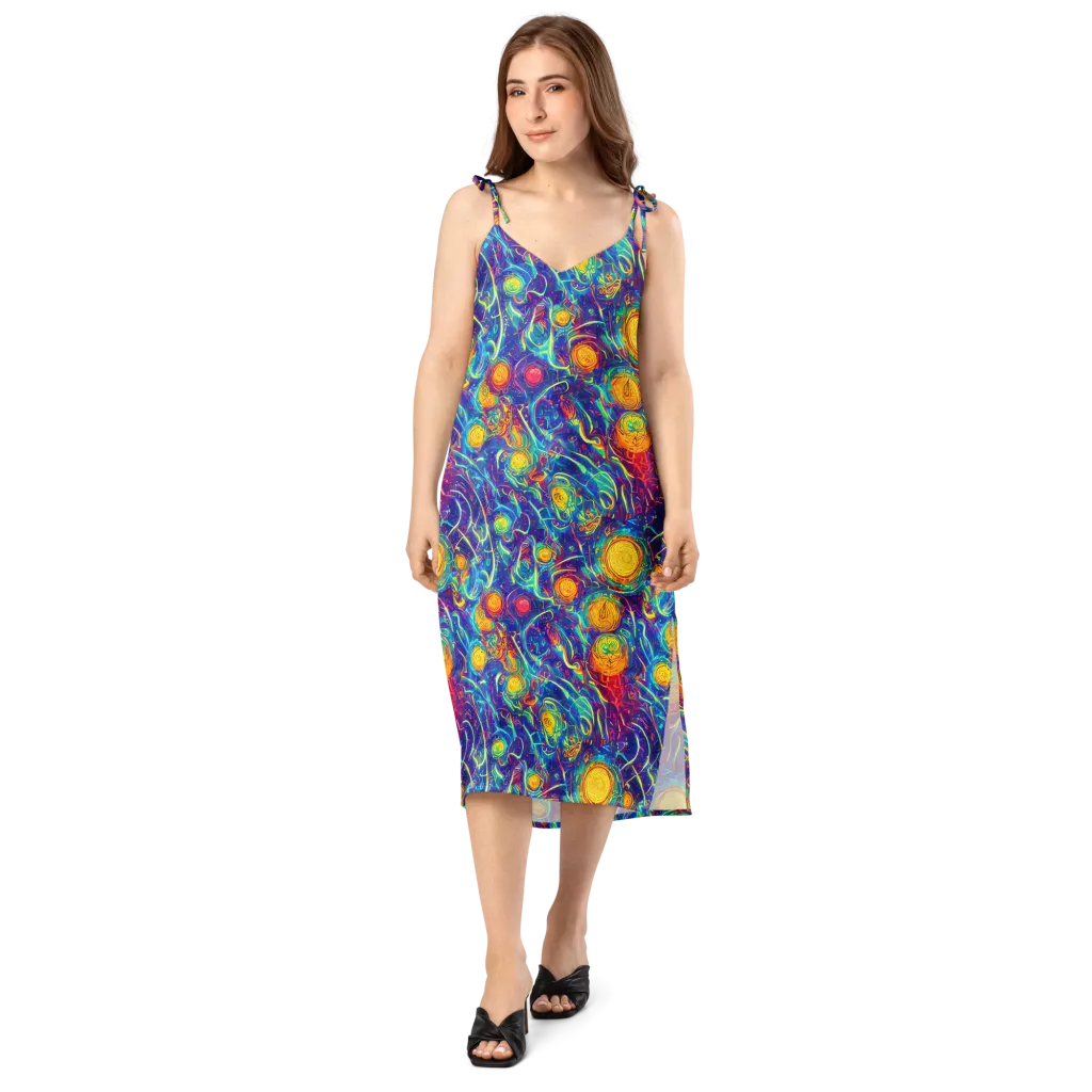 Cosmic Marigold on Slip Dress — Front