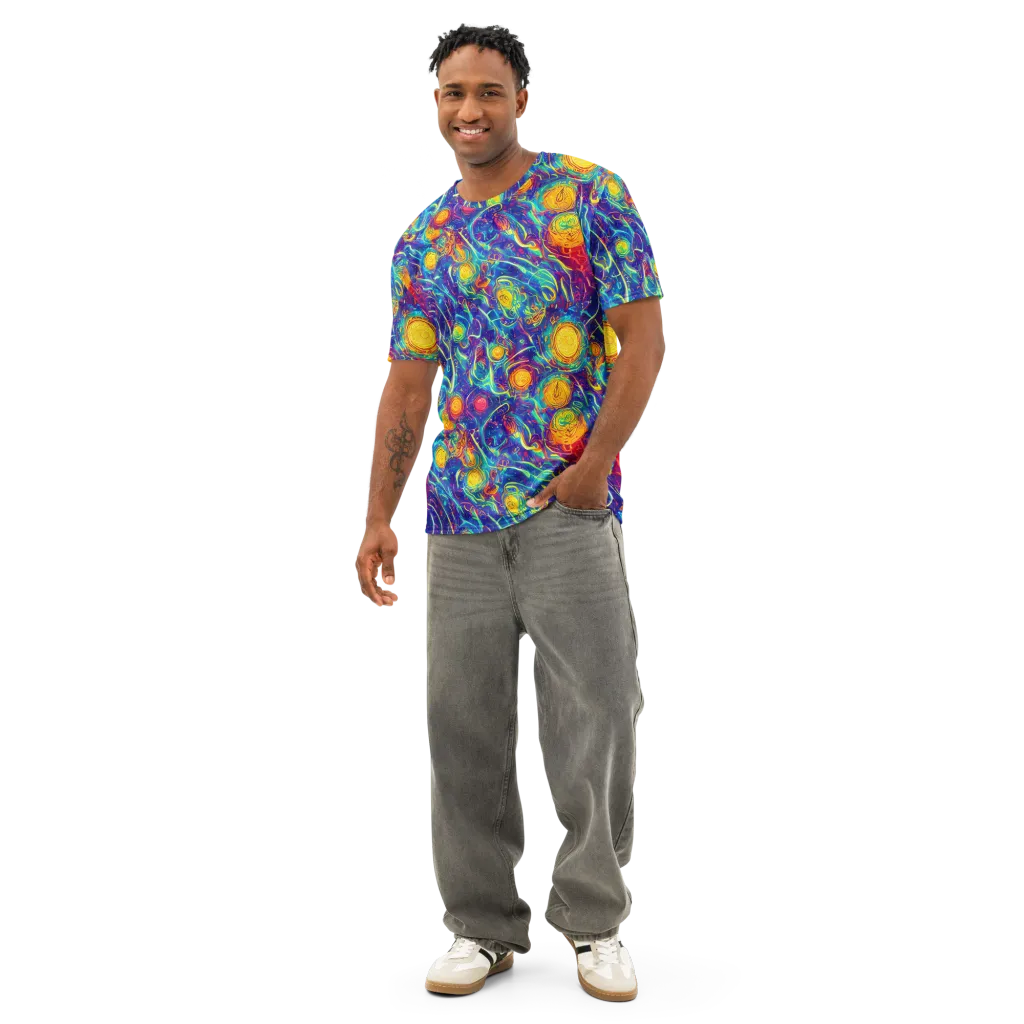 Cosmic Marigold on Men's Cotton Crew Neck T-Shirt — Front