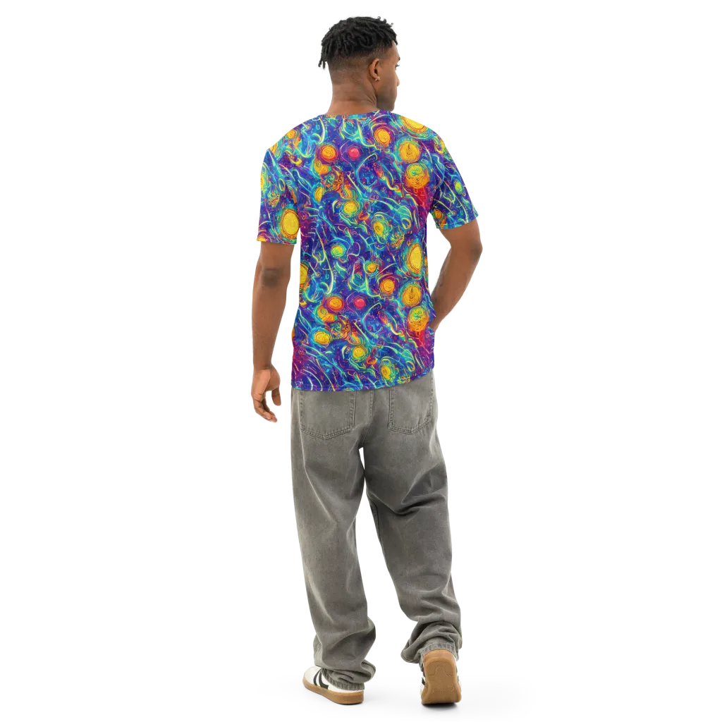 Cosmic Marigold on Men's Cotton Crew Neck T-Shirt — Back