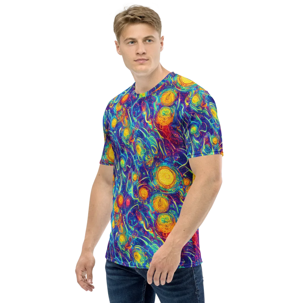 Cosmic Marigold on Men's Crew Neck T-Shirt — Left
