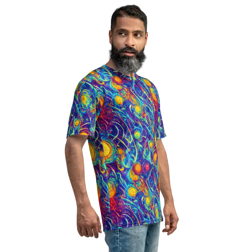 Cosmic Marigold on Men's Crew Neck T-Shirt — Right