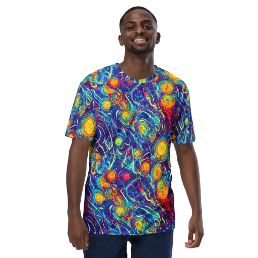 Cosmic Marigold on a Men's Crew Neck T-Shirt