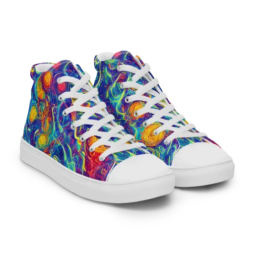 Cosmic Marigold on a Men's High Top Canvas Shoes