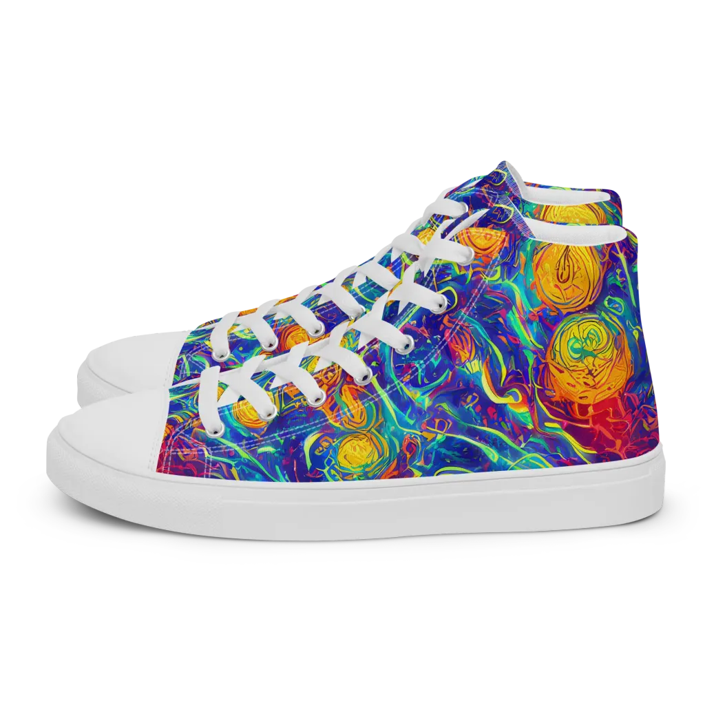 Cosmic Marigold on Men's High Top Canvas Shoes — Left