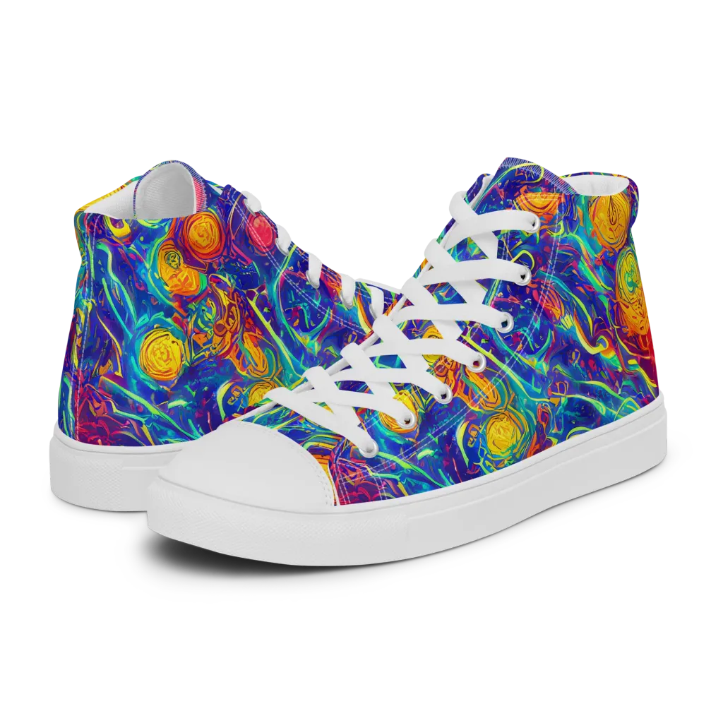 Cosmic Marigold on Men's High Top Canvas Shoes — Left