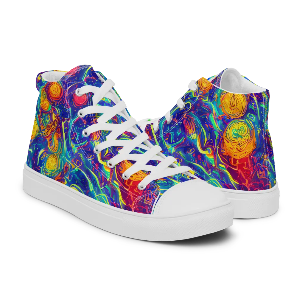 Cosmic Marigold on Men's High Top Canvas Shoes — Right