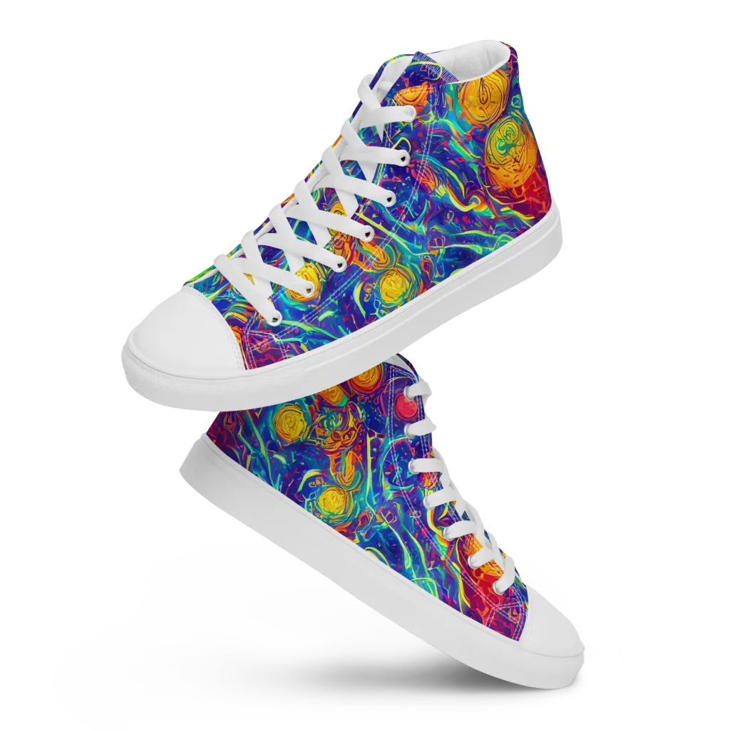 Cosmic Marigold on Men's High Top Canvas Shoes — Front
