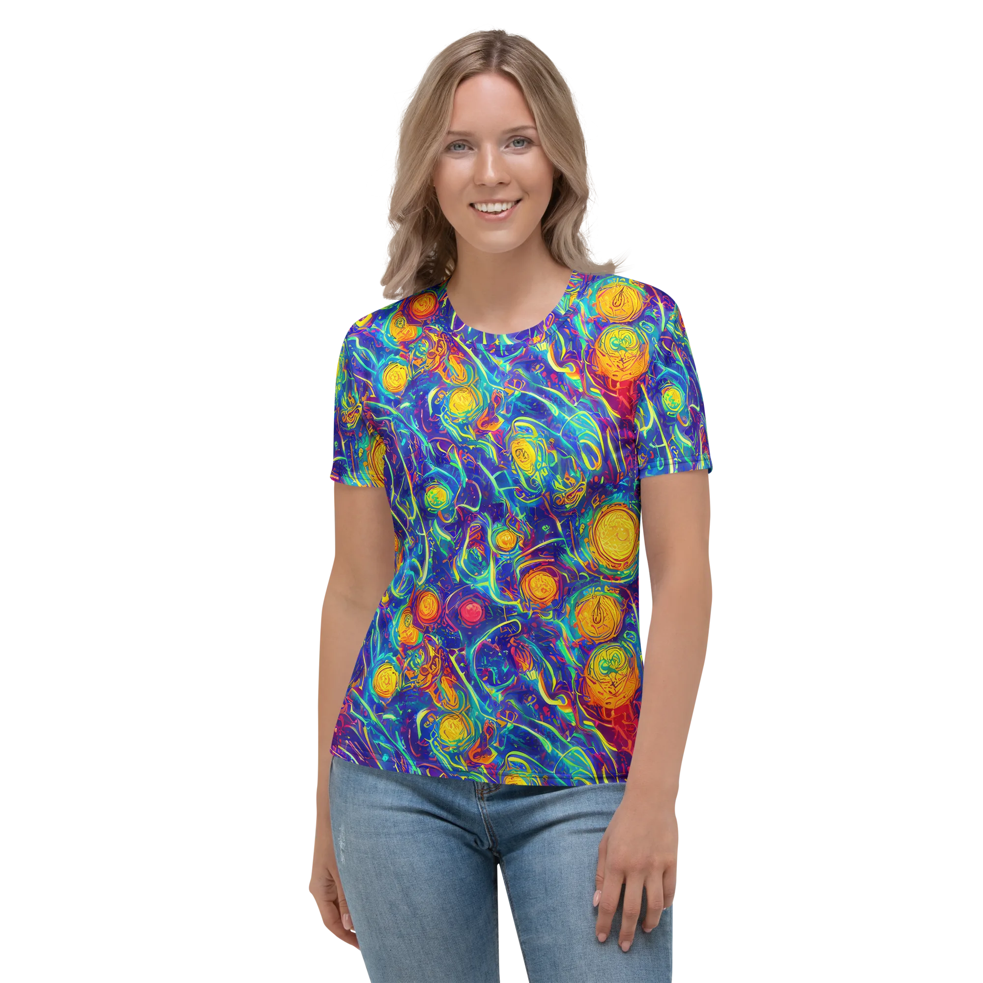 Cosmic Marigold on Women's Crew Neck T-Shirt — Front