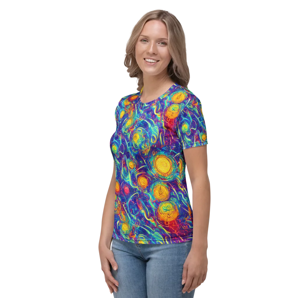 Cosmic Marigold on Women's Crew Neck T-Shirt — Left