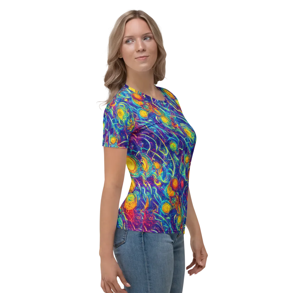 Cosmic Marigold on Women's Crew Neck T-Shirt — Right
