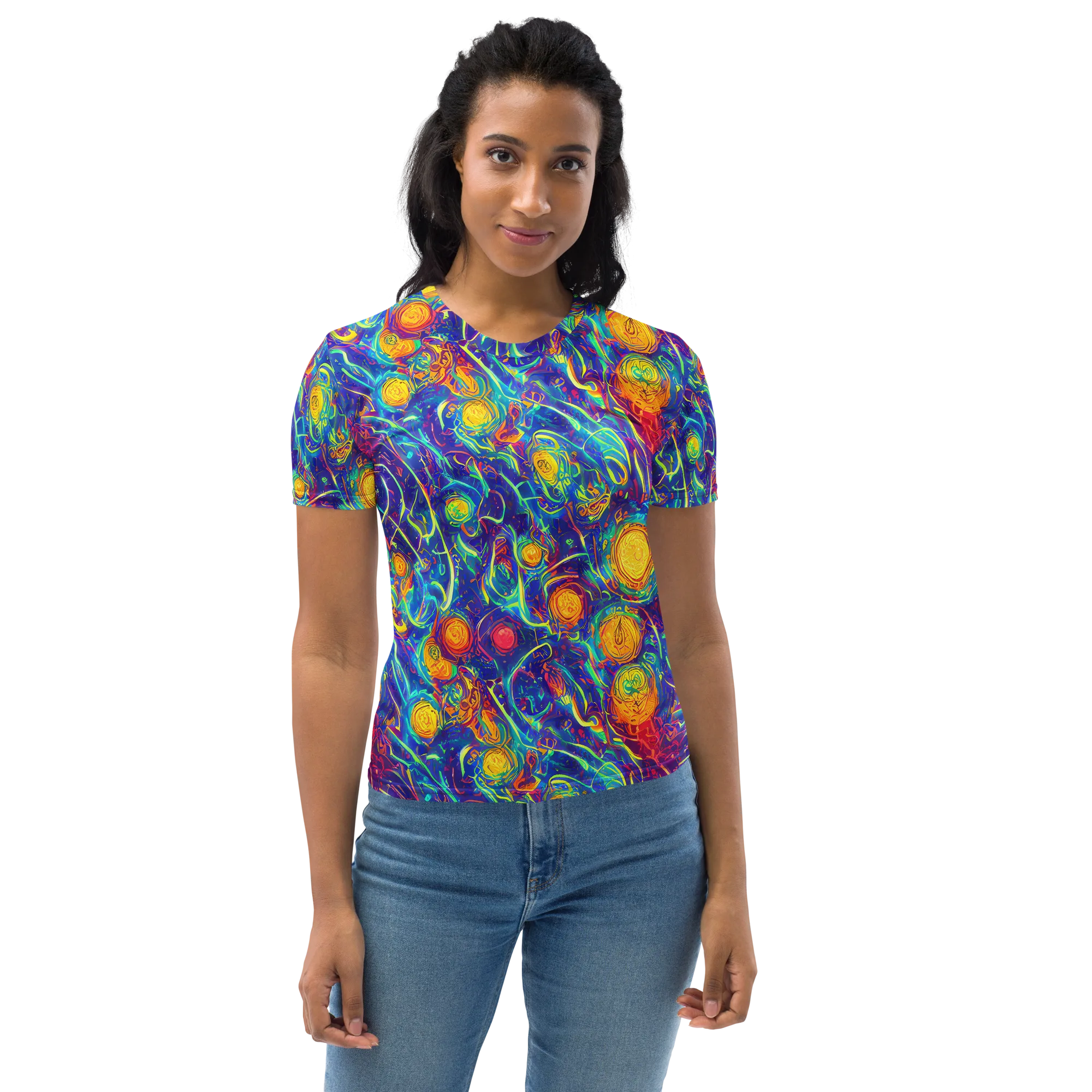 Cosmic Marigold on Women's Crew Neck T-Shirt — Front