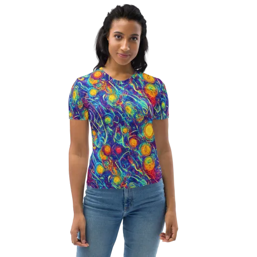 Cosmic Marigold on a Women's Crew Neck T-Shirt