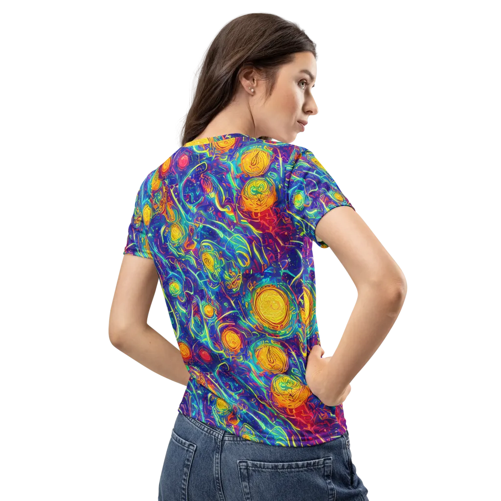 Cosmic Marigold on Women's Crew Neck T-Shirt — Back