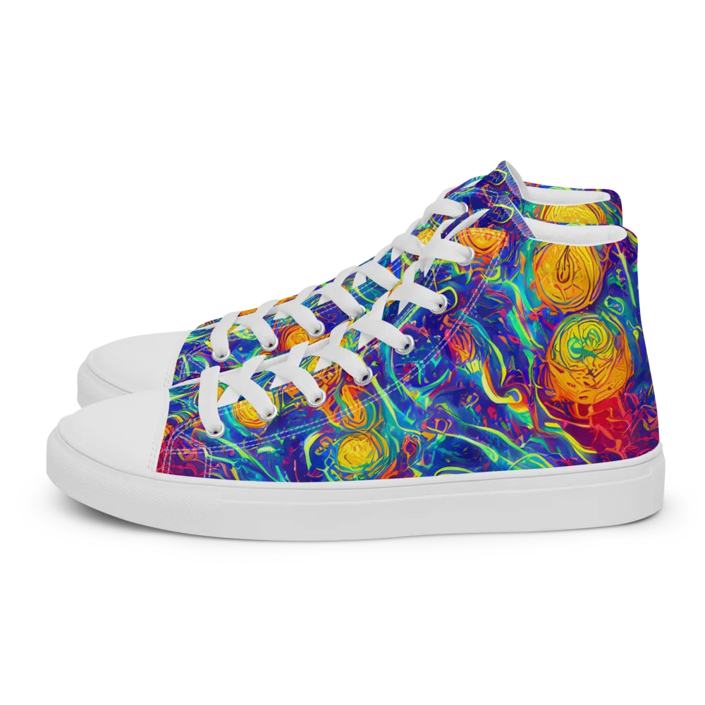 Cosmic Marigold on Women's High Top Canvas Shoes — Left
