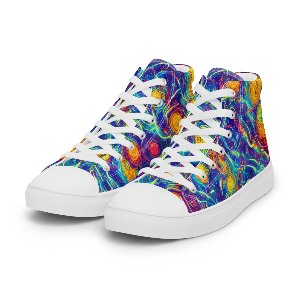 Cosmic Marigold on Women's High Top Canvas Shoes — Left Front