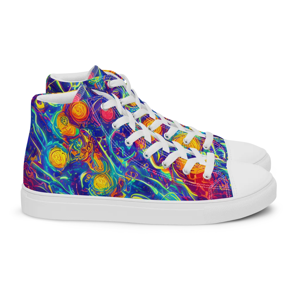 Cosmic Marigold on Women's High Top Canvas Shoes — Right