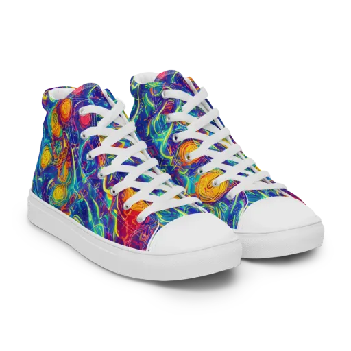 Cosmic Marigold on a Women's High Top Canvas Shoes
