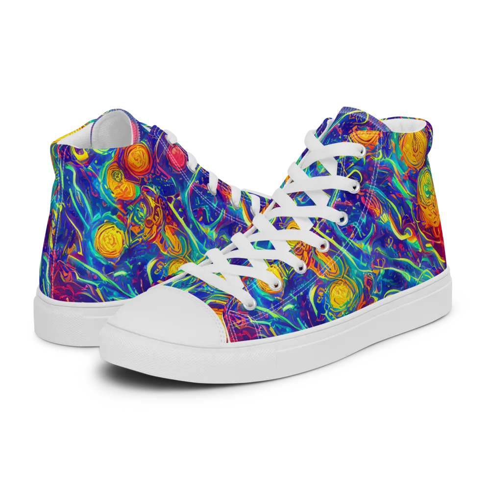 Cosmic Marigold on Women's High Top Canvas Shoes — Left