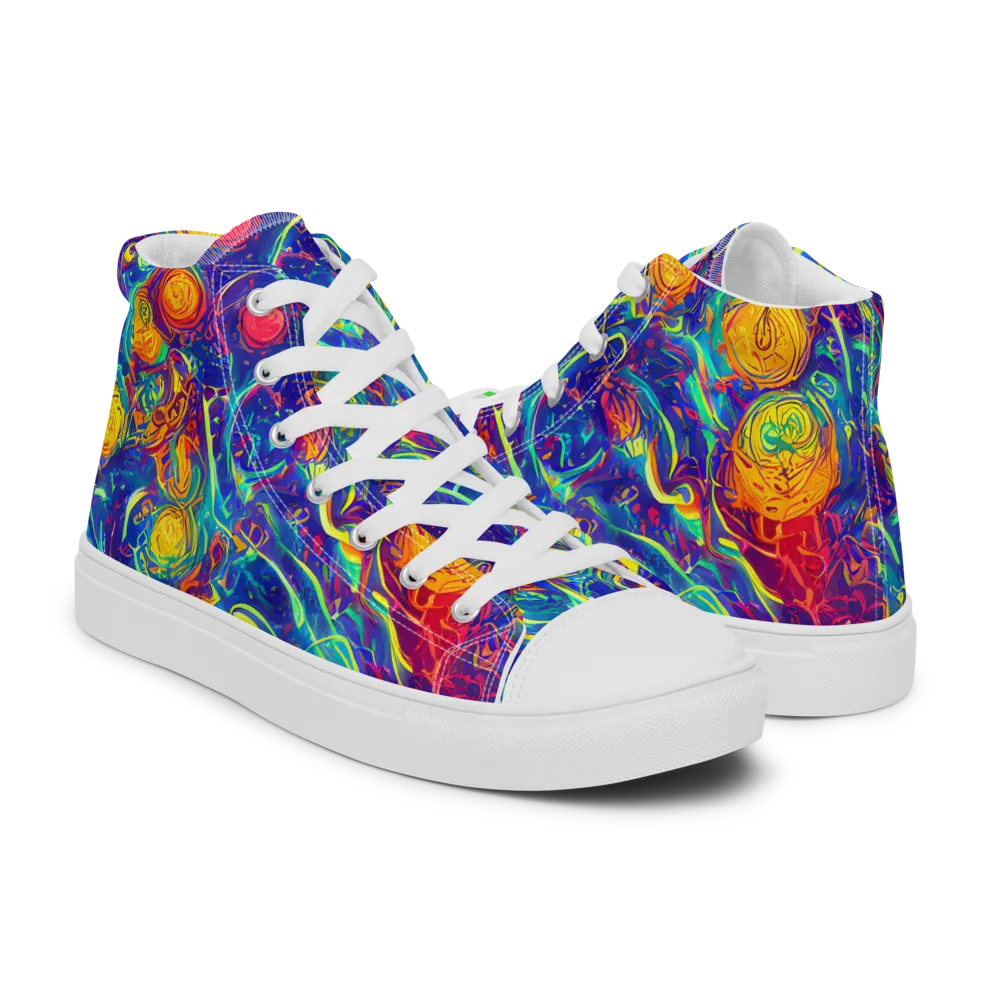 Cosmic Marigold on Women's High Top Canvas Shoes — Right