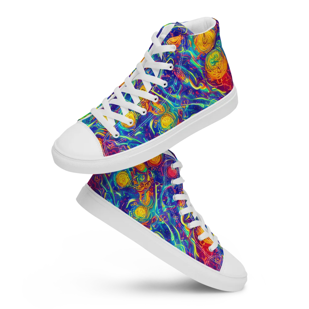 Cosmic Marigold on Women's High Top Canvas Shoes — Front