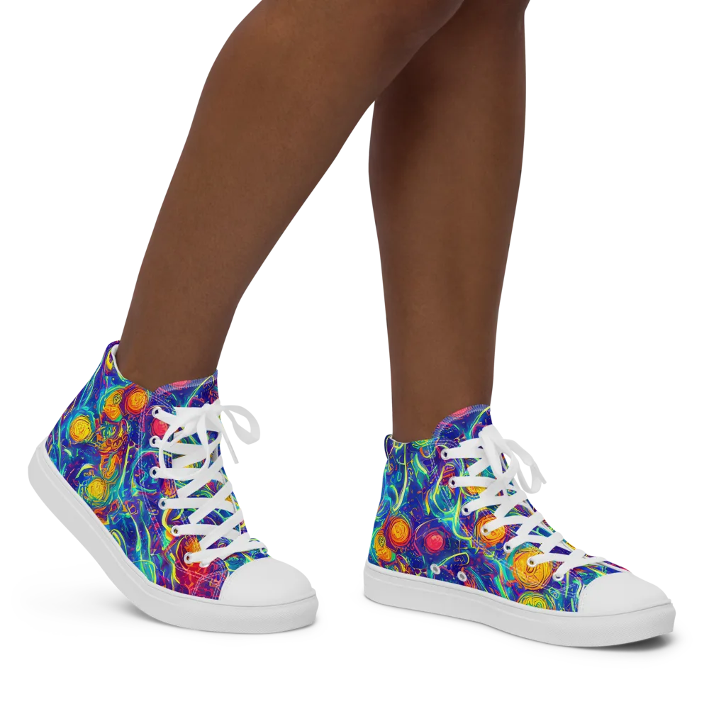 Cosmic Marigold on Women's High Top Canvas Shoes — Right