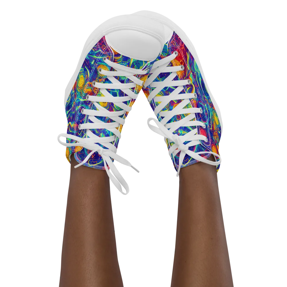 Cosmic Marigold on Women's High Top Canvas Shoes — Front