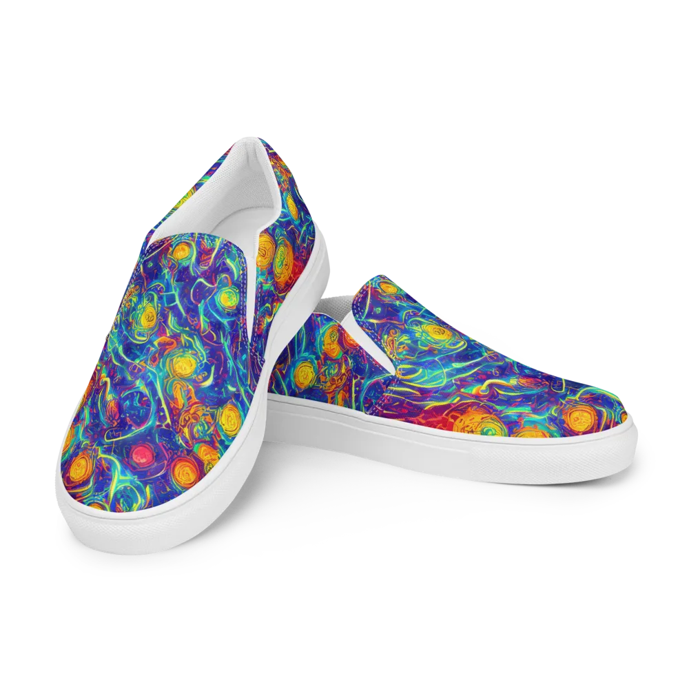 Cosmic Marigold on Men's Slip-On Canvas Shoes — Left Front