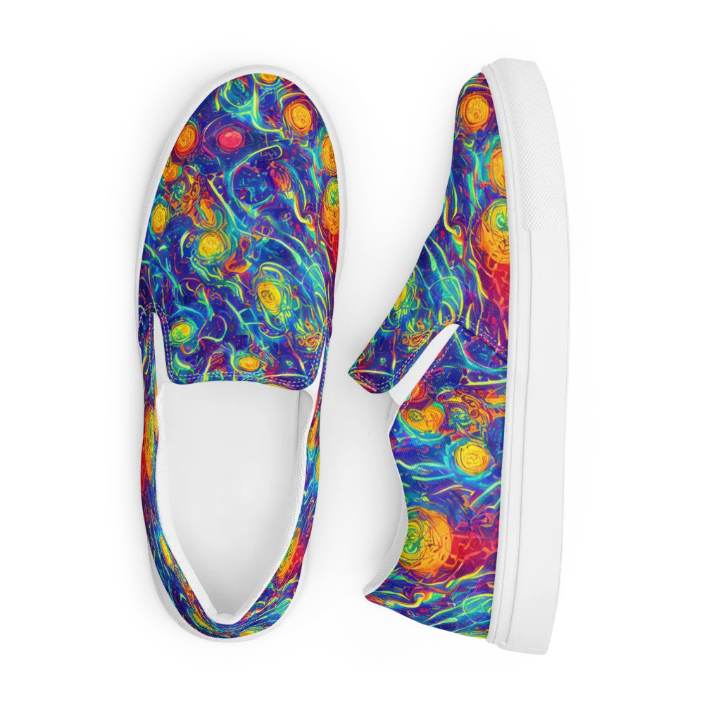 Cosmic Marigold on Men's Slip-On Canvas Shoes — Front
