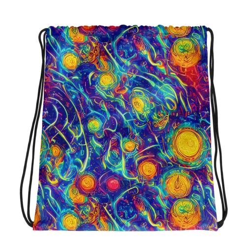 Cosmic Marigold on a Drawstring Bag