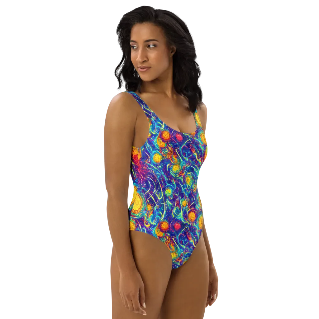 Cosmic Marigold on One-Piece Swimsuit — Right