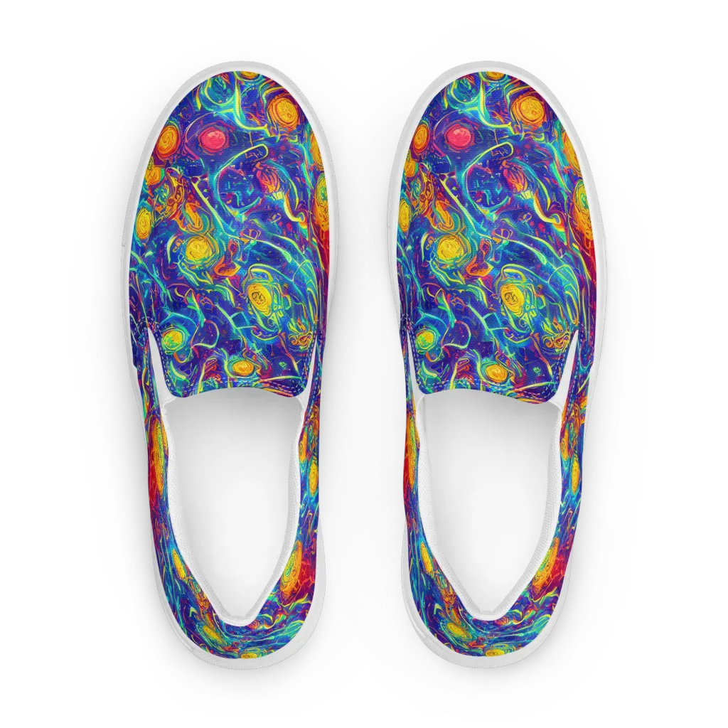 Cosmic Marigold on Women's Slip-On Canvas Shoes — Front