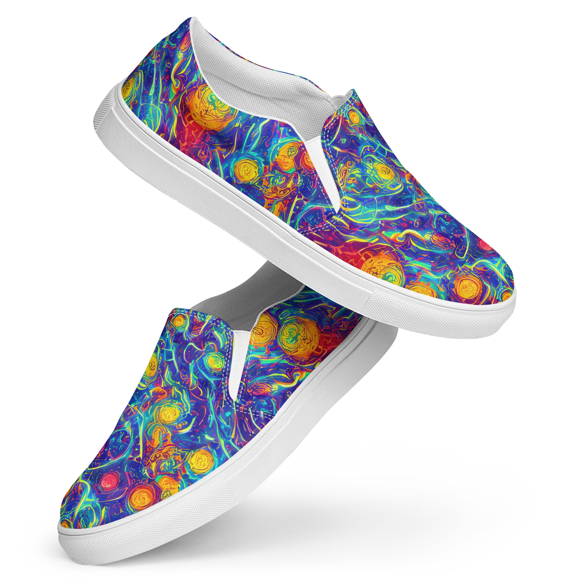 Cosmic Marigold on Women's Slip-On Canvas Shoes — Front