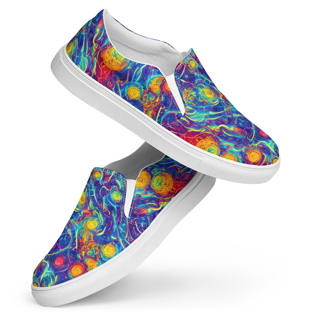Cosmic Marigold on Women's Slip-On Canvas Shoes — Front