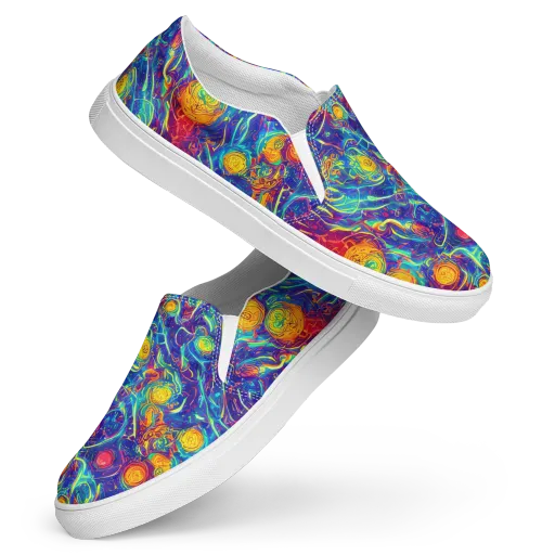 Cosmic Marigold on a Women's Slip-On Canvas Shoes