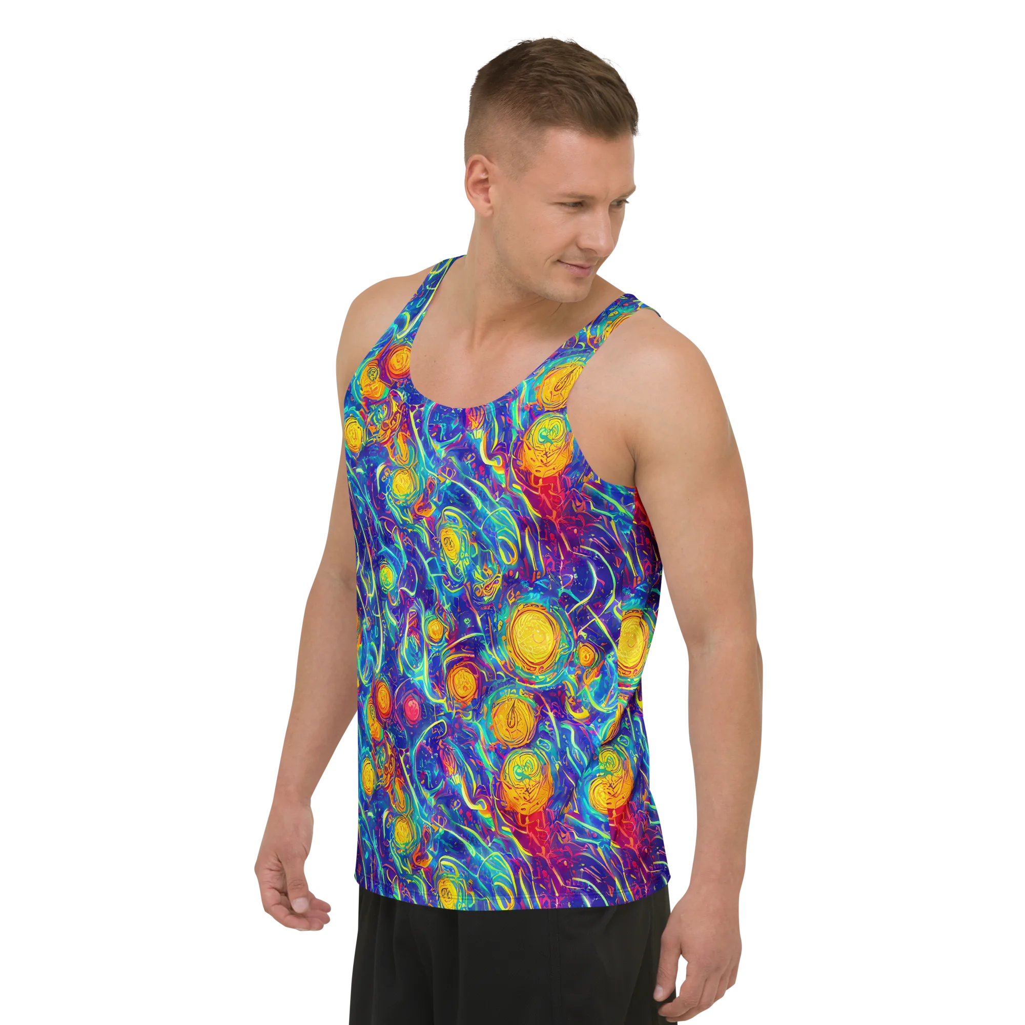 Cosmic Marigold on Men's Tank Top — Left Front