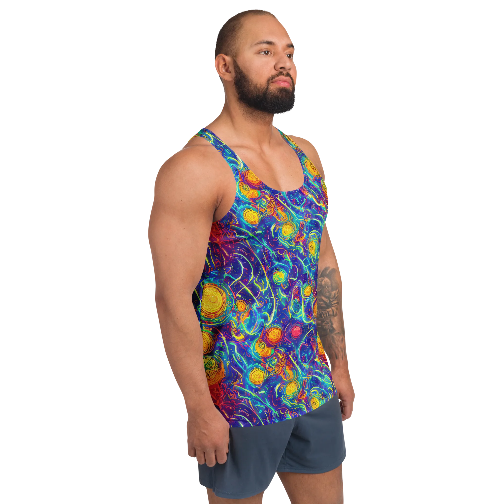 Cosmic Marigold on Men's Tank Top — Right Front