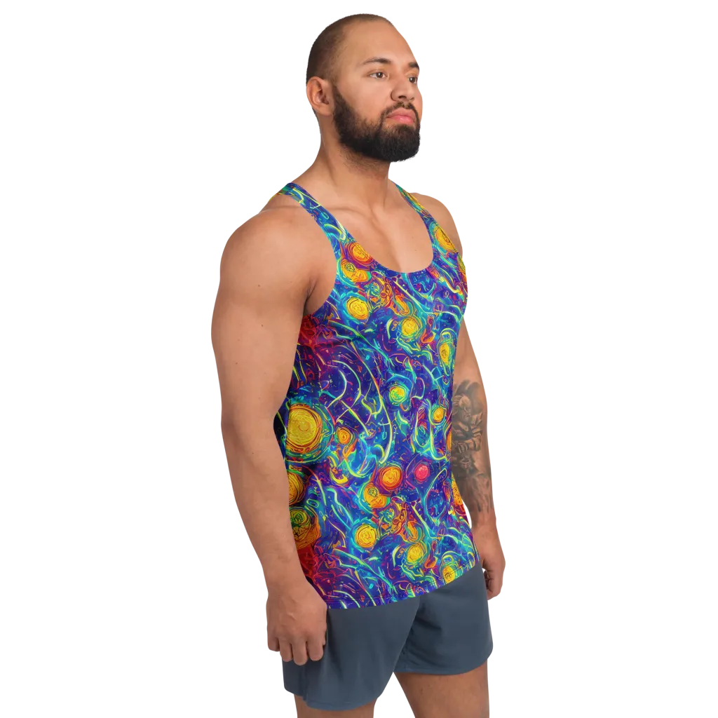 Cosmic Marigold on Men's Tank Top — Right Front